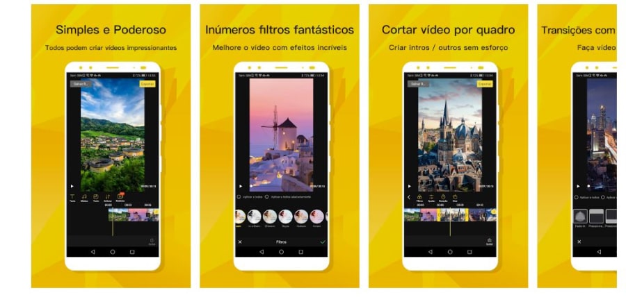 Capturas de ecrã da app de edição de vídeo BeeCut - Apps para editar vídeos diretamente no telemóvel