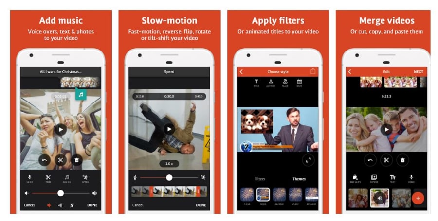 Capturas de ecrã da app de edição de vídeo VideoShop - Apps para editar vídeos diretamente no telemóvel